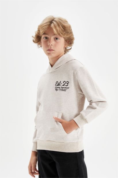 Boy Printed Hooded School Sweatshirt