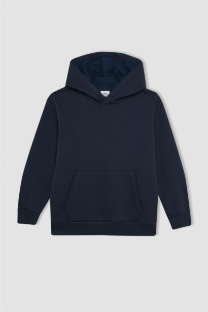 Boy Hooded Thick School Sweatshirt