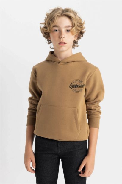 Boy Printed Hooded Thick School Sweatshirt