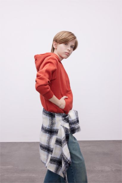 Boy Printed Hooded Thick School Sweatshirt