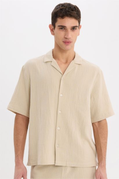 Relax Fit Polo Collar Cotton Shirt