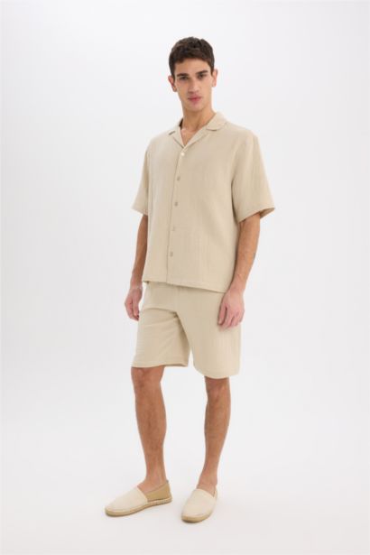 Relax Fit Polo Collar Cotton Shirt