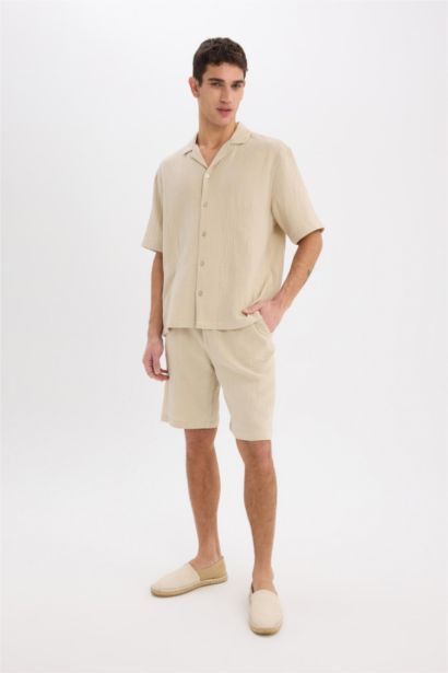 Cotton Relax Fit Cotton Basic Bermuda Shorts