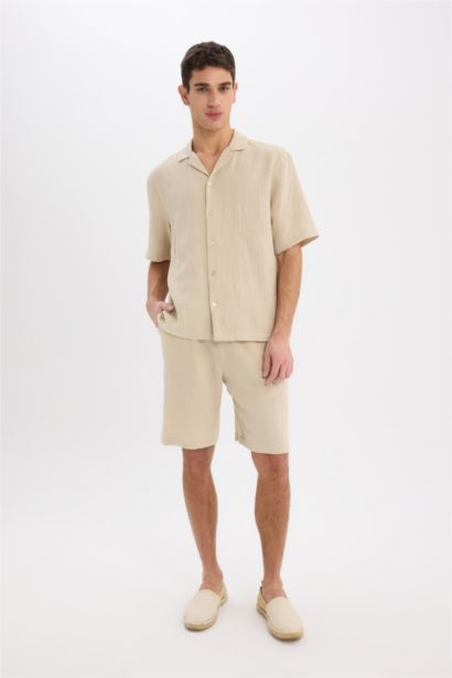 Cotton Relax Fit Cotton Basic Bermuda Shorts