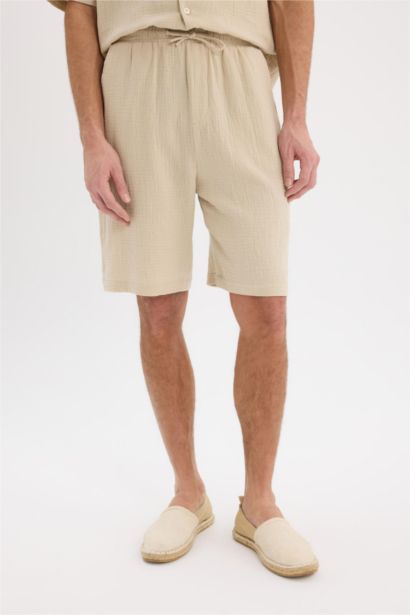 Cotton Relax Fit Cotton Basic Bermuda Shorts