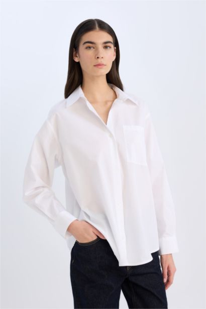 Oversize Fit Poplin Long Sleeve Shirt