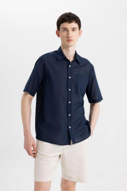 Relax Fit Polo Collar Cotton Shirt
