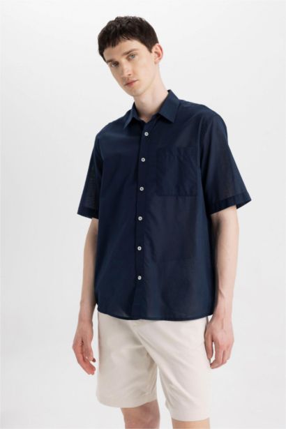 Relax Fit Polo Collar Cotton Shirt