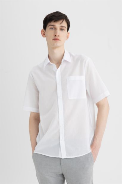 Relax Fit Polo Collar Cotton Shirt
