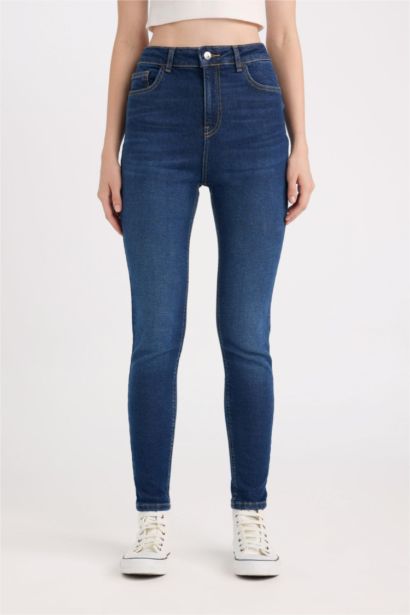 Pantalon Jean Skinny à taille haute et longueur de cheville