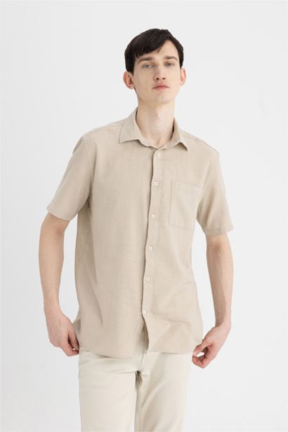 قميص بولو نص كم قطن بيج قصة عادية