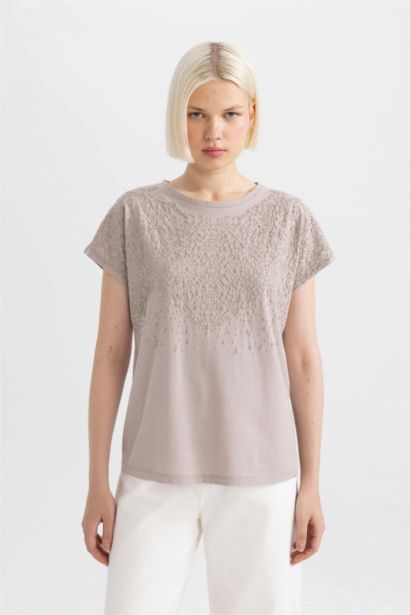 T-Shirt à Manches Courtes imprimé à Col Rond