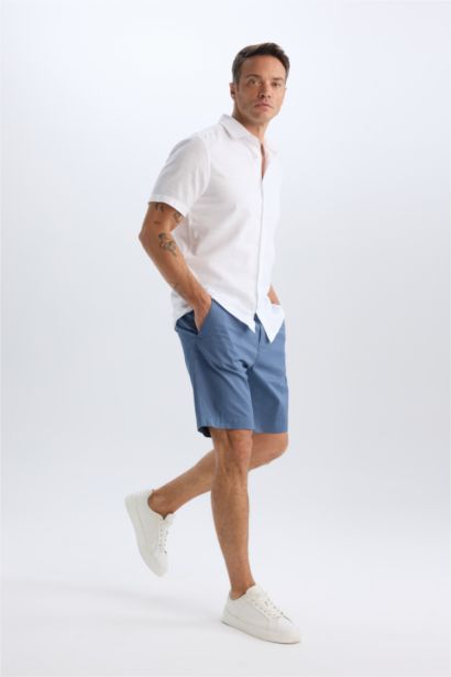 %100 Pamuk Regular Fit Gabardin Bermuda Şort