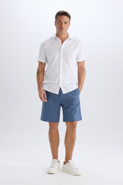 %100 Pamuk Regular Fit Gabardin Bermuda Şort