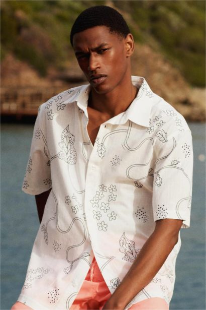 Regular Fit Printed Cotton Short Sleeve Shirt