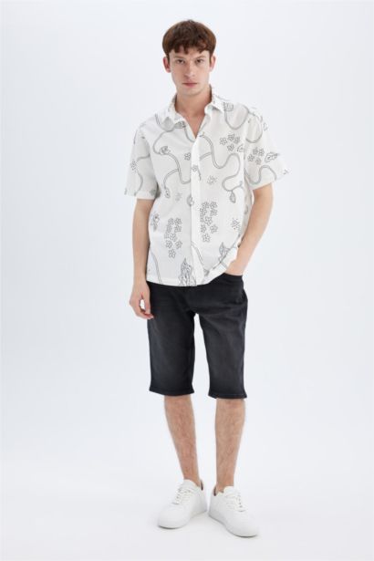 Regular Fit Printed Cotton Short Sleeve Shirt