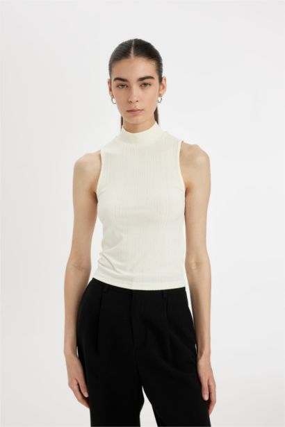 Slim Fit Dar Kesim Yarım Balıkçı Yaka Fitilli Kaşkorse Smart Atlet