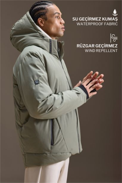 Usb Isıtıcılı  Su İtici Rüzgar Geçirmez Kapüşonlu Fermuarlı Kışlık Kayak Montu