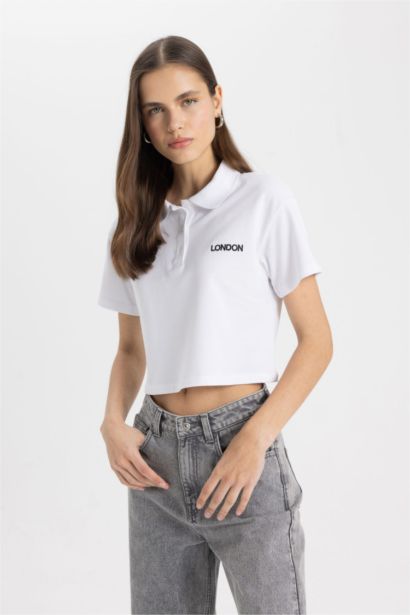 Relax Fit Polo Neck Printed Pique Short Sleeve T-Shirt