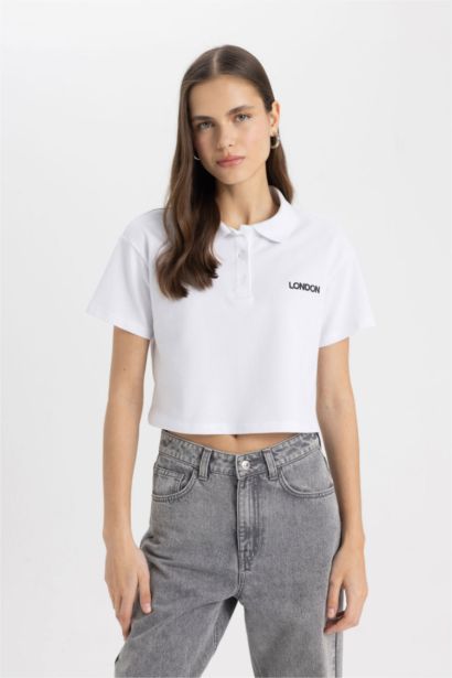 Relax Fit Polo Neck Printed Pique Short Sleeve T-Shirt