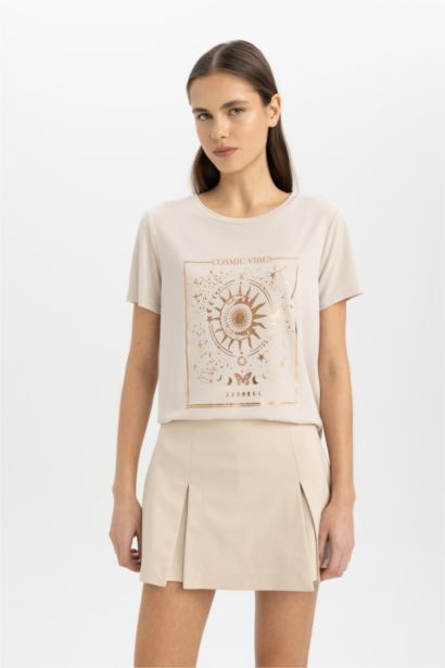 Relax Fit Crew Neck Printed Short Sleeve T-Shirt