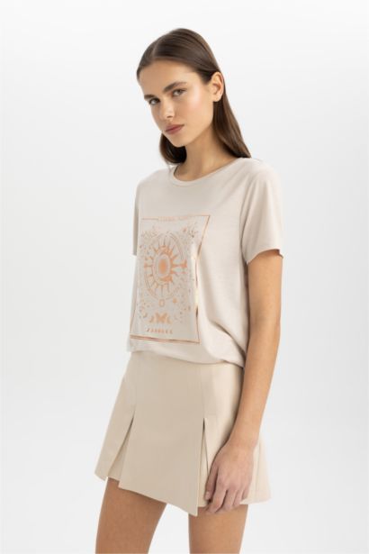 Relax Fit Crew Neck Printed Short Sleeve T-Shirt