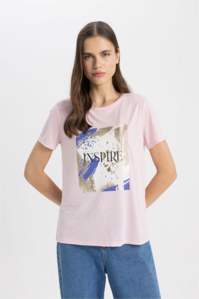 Regular Fit Crew Neck Printed Short Sleeve T-Shirt