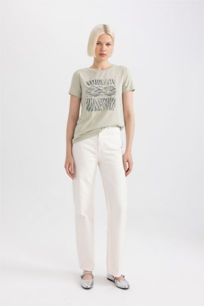 Regular Fit Crew Neck Printed Short Sleeve T-Shirt