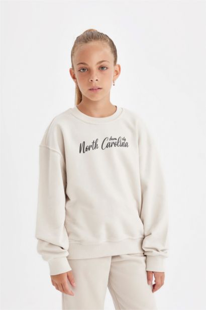 Girl Crew Neck Printed School Sweatshirt