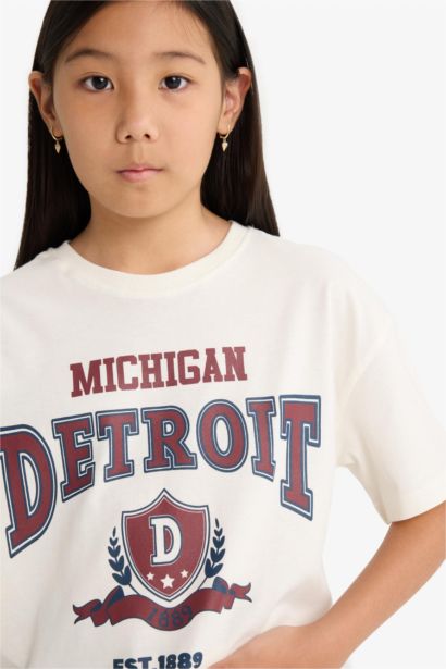 تيشيرت بناتي نص ردن اوفر سايز بياخة مستديرة