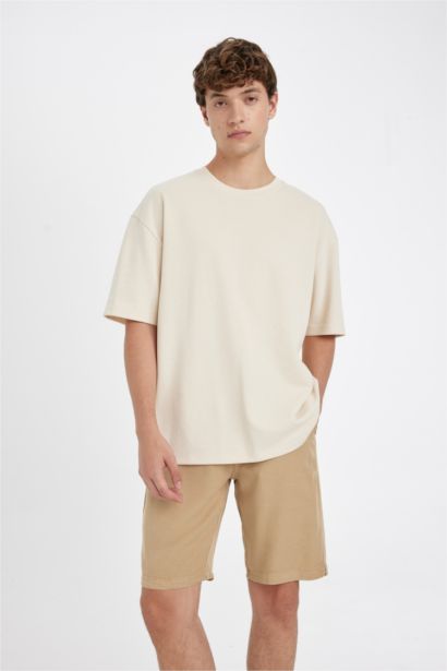 Short Bermuda en Tencel coupe régulière à Jambe Droite