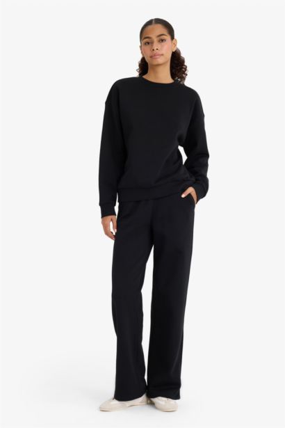 Толстые спортивные брюки Straight Fit Basic с карманами и из материала для свитшотов