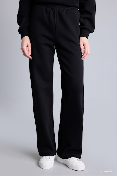 Straight Fit Basic Thick Fabric Trousers