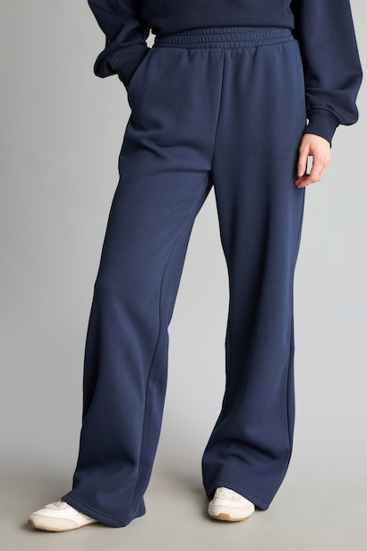 Straight Fit Thick Sweatshirt Fabric Trousers