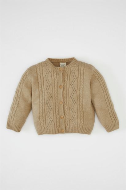 Cardigan en tricot boutonné à col rond pour Bébé Fille