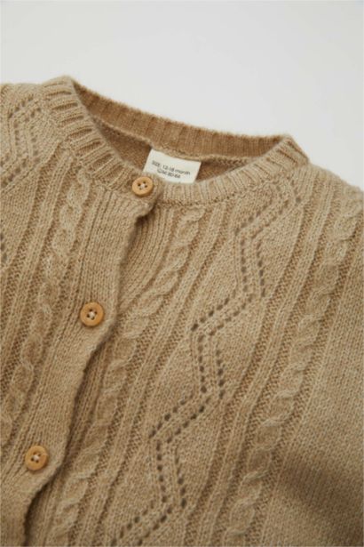 Cardigan en tricot boutonné à col rond pour Bébé Fille