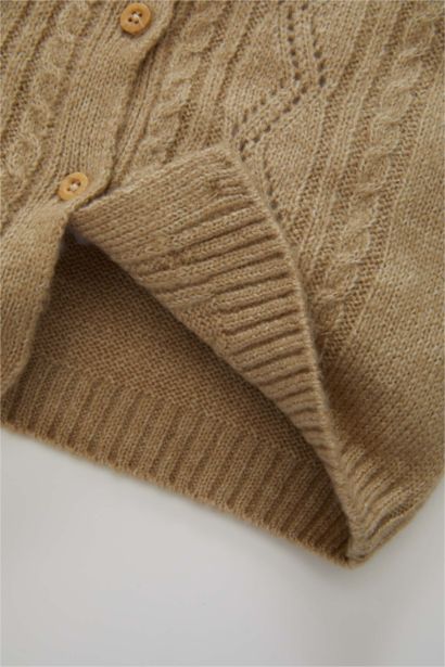 Cardigan en tricot boutonné à col rond pour Bébé Fille