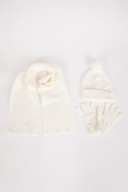 Ensemble écharpe, bonnet et gants en tricot pour Fille