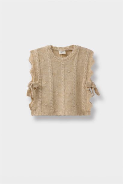 Baby Girl Regular Fit Crew Neck Knit Vest