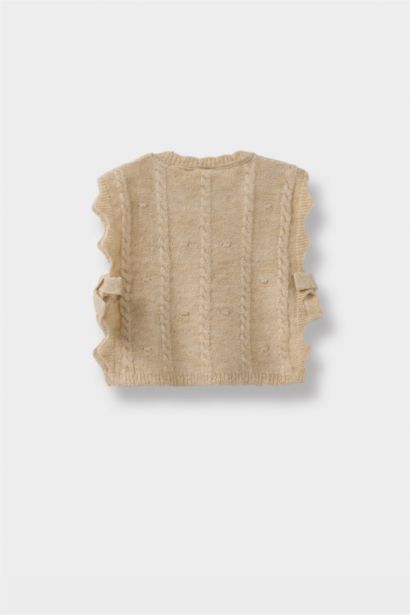 Baby Girl Regular Fit Crew Neck Knit Vest