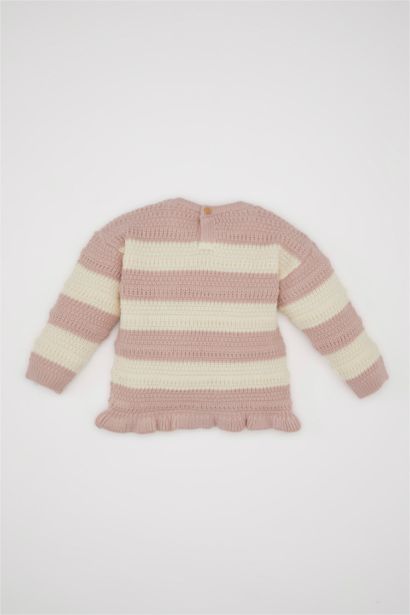 Baby Girl Crew Neck Striped Pullover