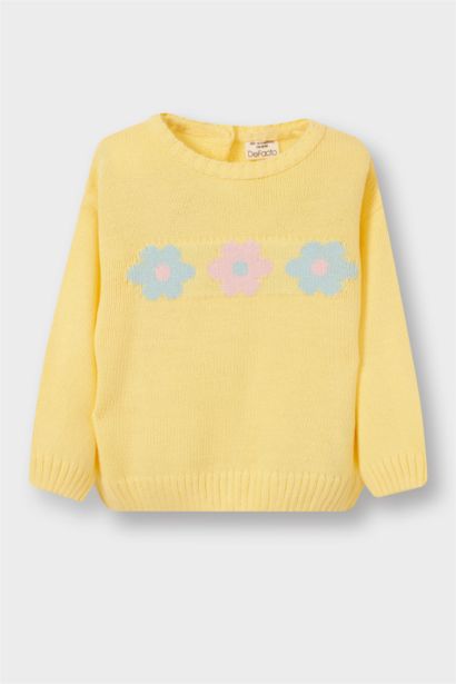 Baby Girl Regular Fit Crew Neck Knit Pullover