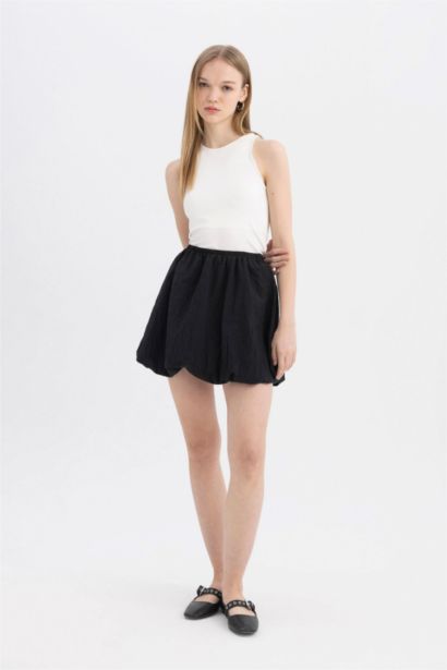 Balloon Fit Taffeta Mini Skirt