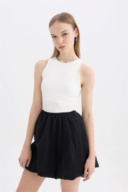 Balloon Fit Taffeta Mini Skirt