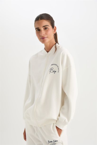 Oversize Fit Thick Sweatshirt Fabric Cardigan