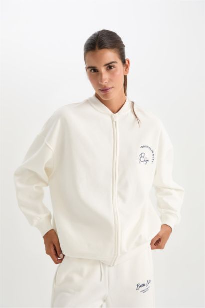 Oversize Fit Thick Sweatshirt Fabric Cardigan