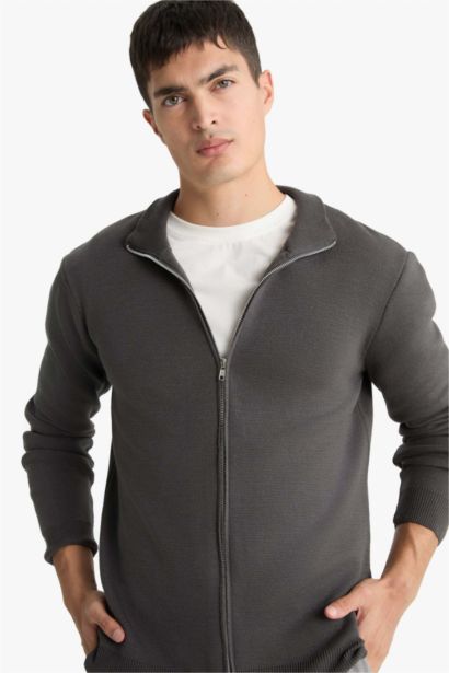 Standard Fit Turtleneck Knitwear Cardigan