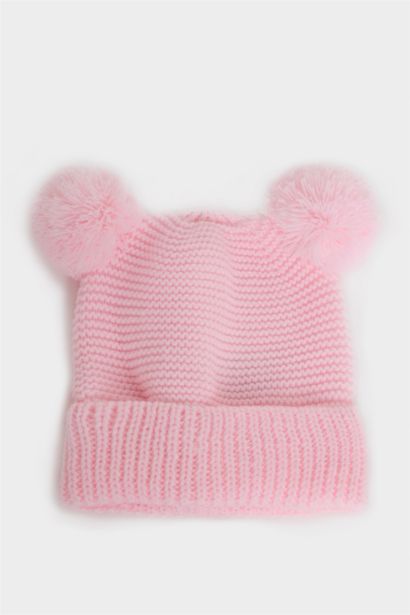 Girl Baby Pompom Eared Knitted Beanie