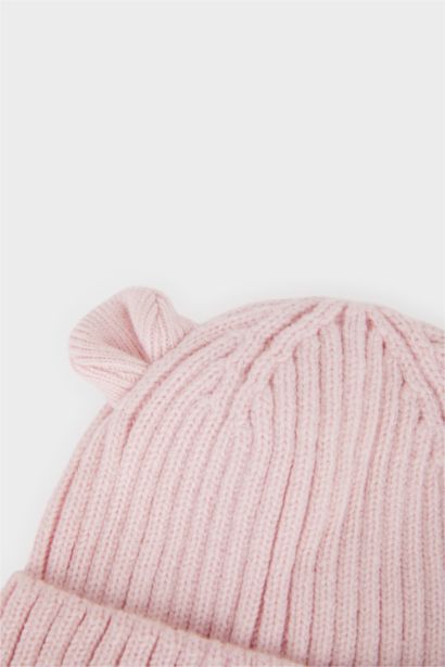 	Kız Bebek Dokuma Etiketli Kulaklı Triko Bere