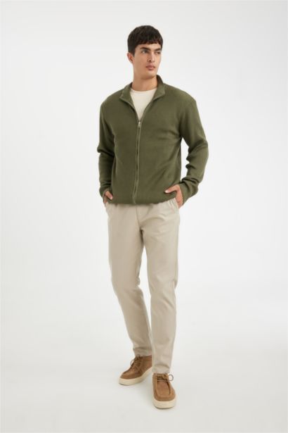 كارديجان قصة عادية برقبة عالية وسحاب